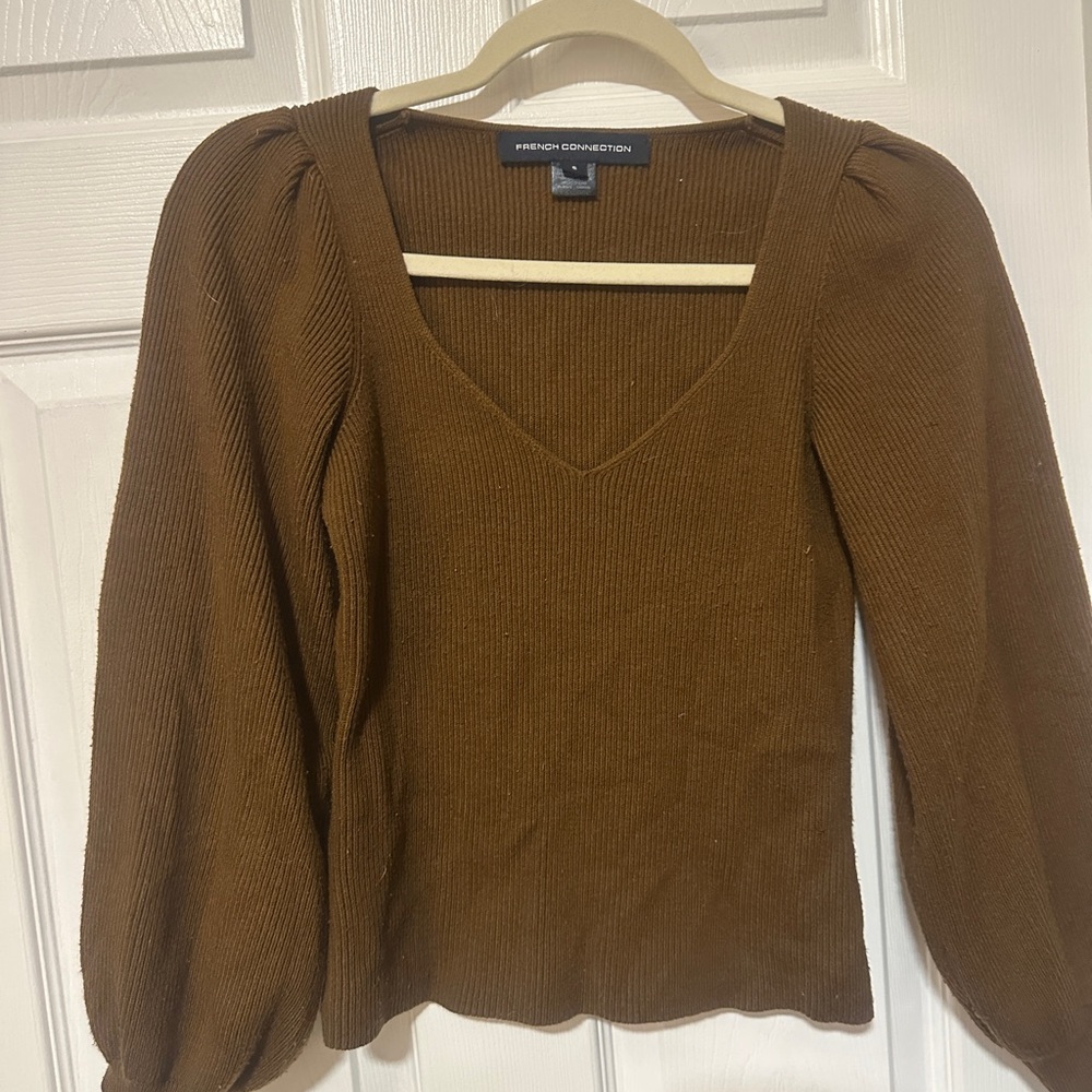 French Connection Chocolate Knit Top